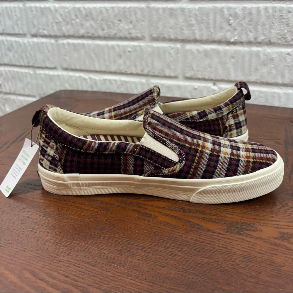 New Womens Taos Rubber Soul Plaid Canvas Casual Slip On Sneakers Shoes Size 8 - Picture 2 of 9